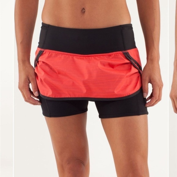 Lululemon Women’s Pace Setter Skort Pink Black Size 4 Running Anti Chafe Jog - Picture 1 of 11